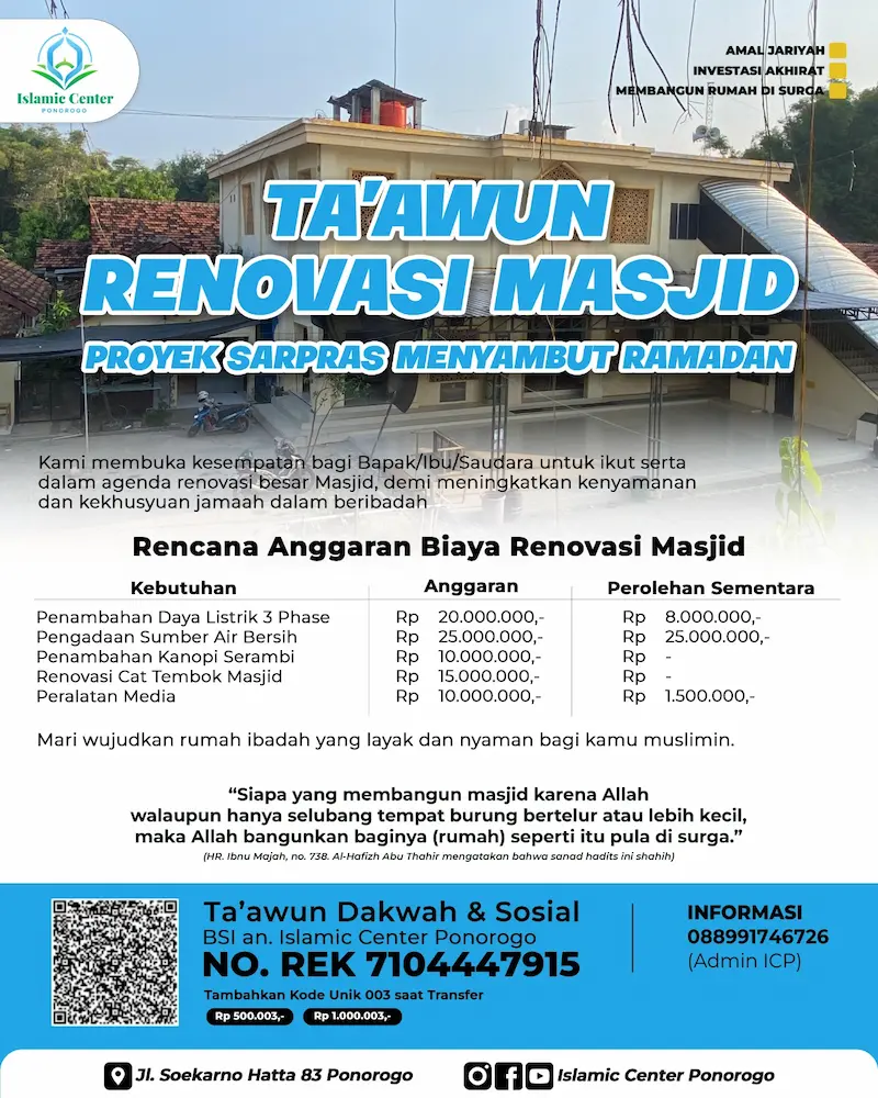 Wakaf Renovasi Masjid Islamic Center Ponorogo Wakaf Renovasi Masjid Islamic Center Ponorogo